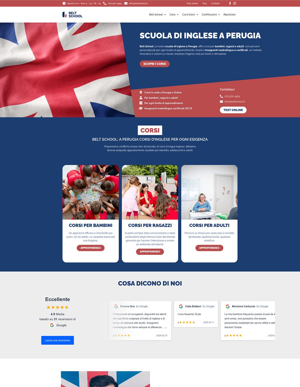 La home page del vecchio sito di Belt School