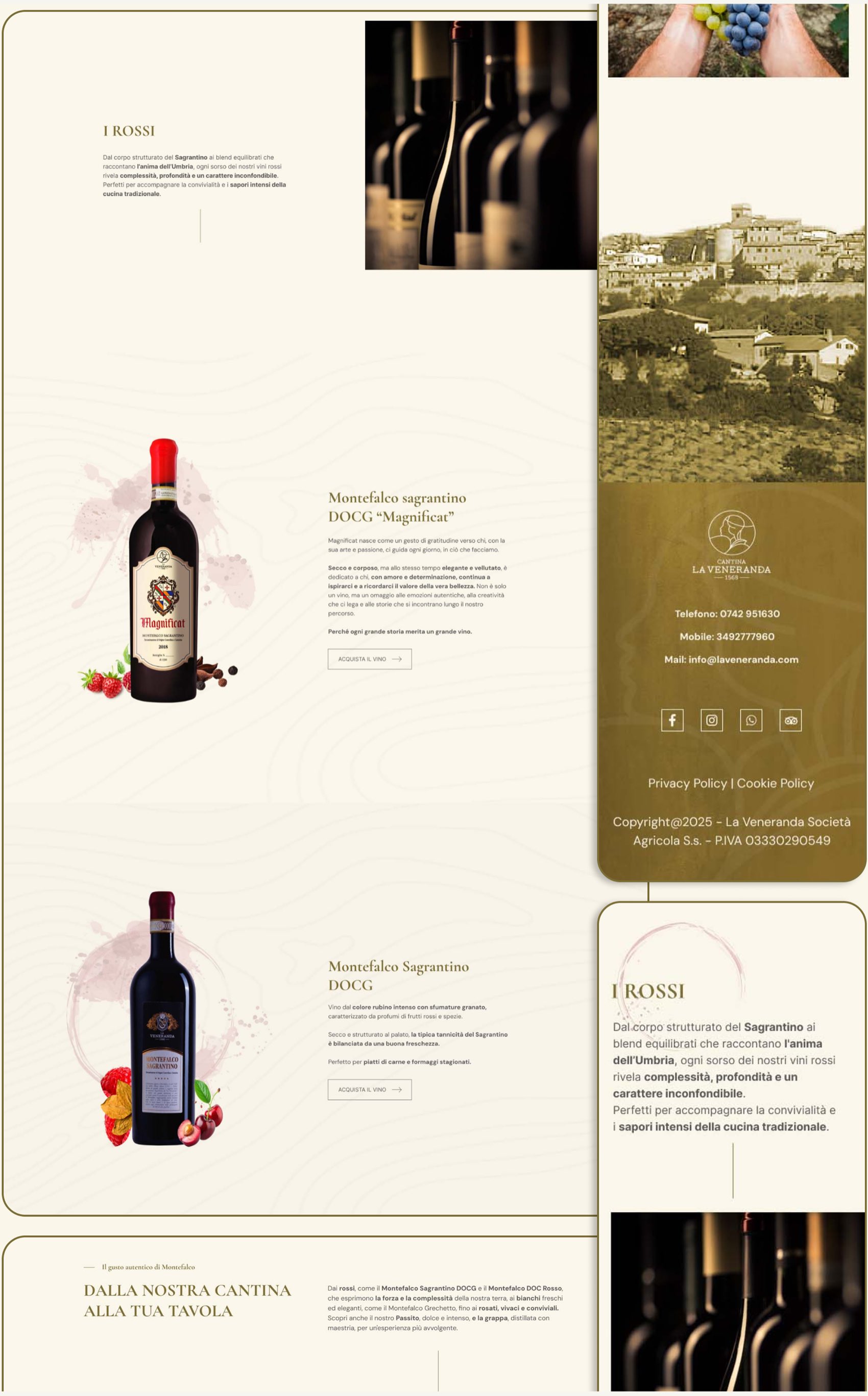 Pagine della cantina e dell'elenco dei vini, desktop e mobile
