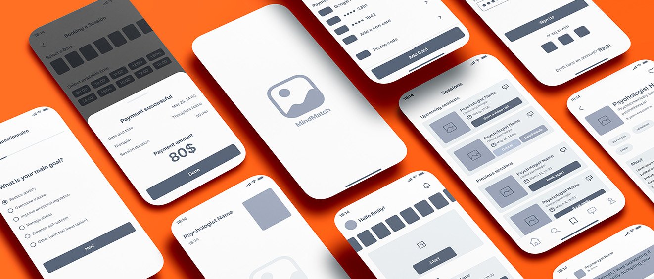 Tavola dei wireframe a bassa fedelt&agrave; dell'app
